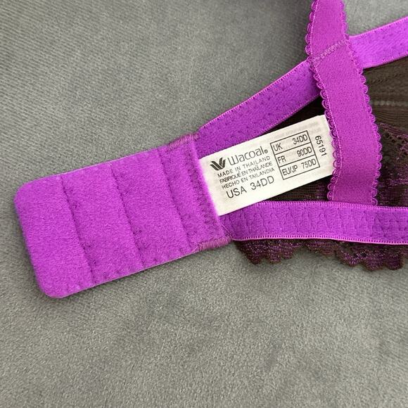 Wacoal Embrace Lace Bra Size 34DD Brown Purple 65191 Unlined Underwire - Picture 7 of 7